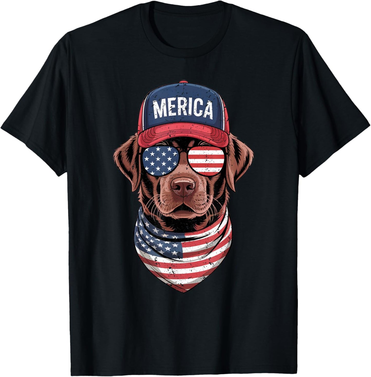 Labrador Retriever 4th of July US American Flag Patriotic T-Shirt