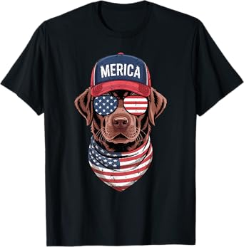 Labrador Retriever 4th of July US American Flag Patriotic T-Shirt