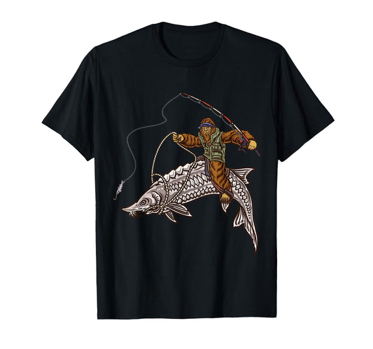 Sturgeon Fishing Bigfoot Fisherman T-Shirt