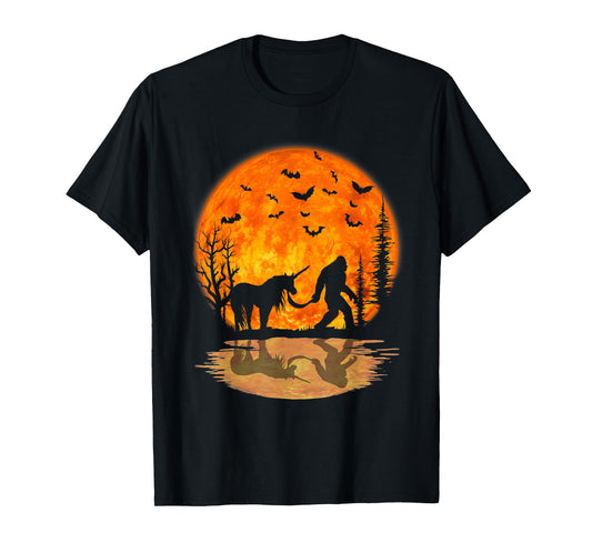 Bigfoot Walking Unicorn Funny Sasquatch Unicorn Halloween T-Shirt