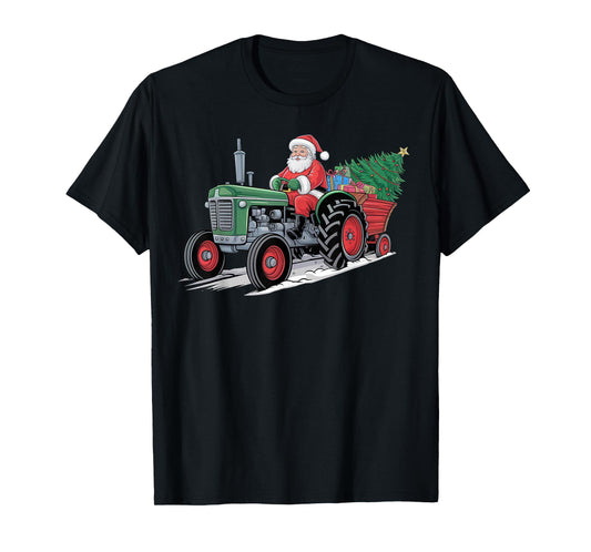Santa Tractor Farm Truck Farmer Christmas Xmas Driving T-Shirt