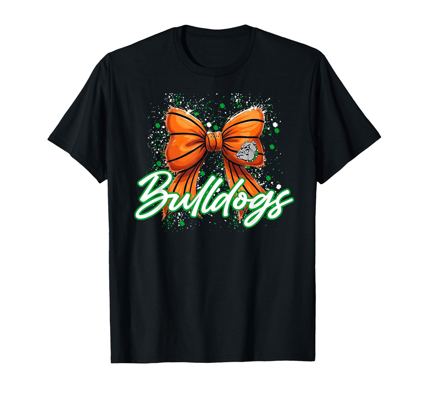 Green Bulldogs Basketball Coquette Bow Sports Bulldog Mascot T-Shirt