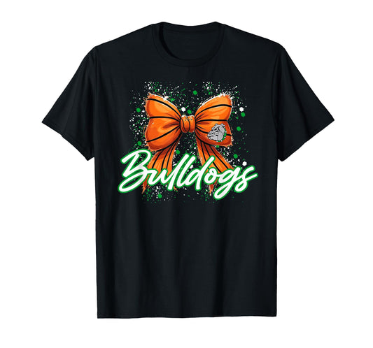 Green Bulldogs Basketball Coquette Bow Sports Bulldog Mascot T-Shirt