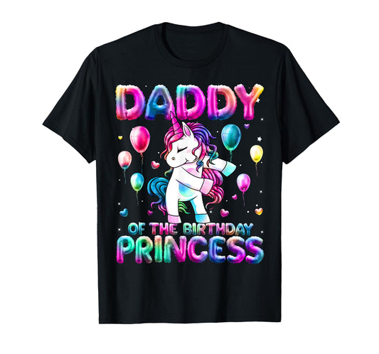 Daddy of the Birthday Princess Girl Flossing Unicorn Daddy T-Shirt