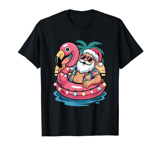 Christmas In July Shirt Boys Kids Santa Flamingo Summer Xmas T-Shirt