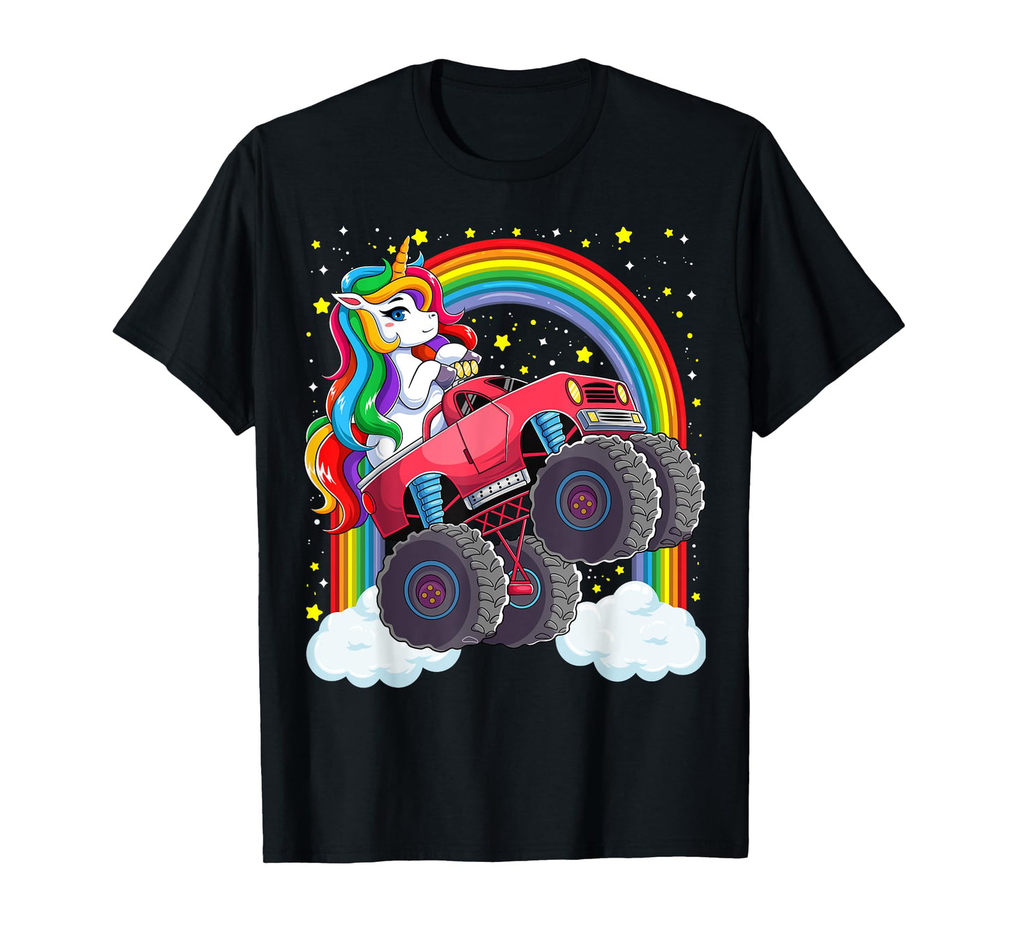 Cute Monster Truck Unicorn Magical Rainbow Kids Girls Party T-Shirt