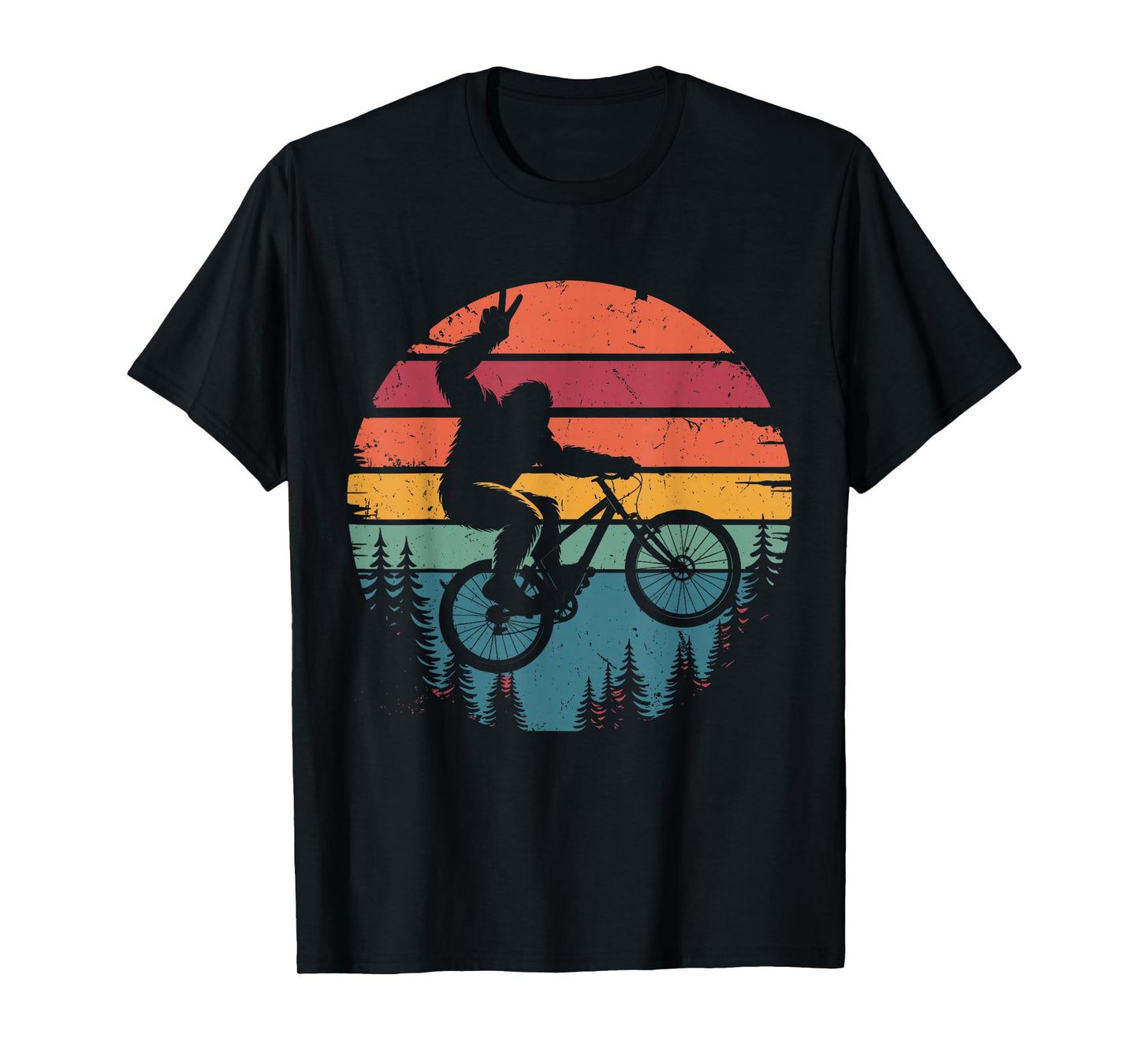 Retro Vintage Bigfoot Mountain Bike Funny Sasquatch Biking T-Shirt