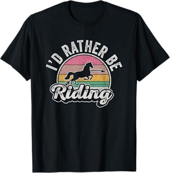 Horse Rider Retro I'd Rather Be Riding Horse Girl Kid Gift T-Shirt
