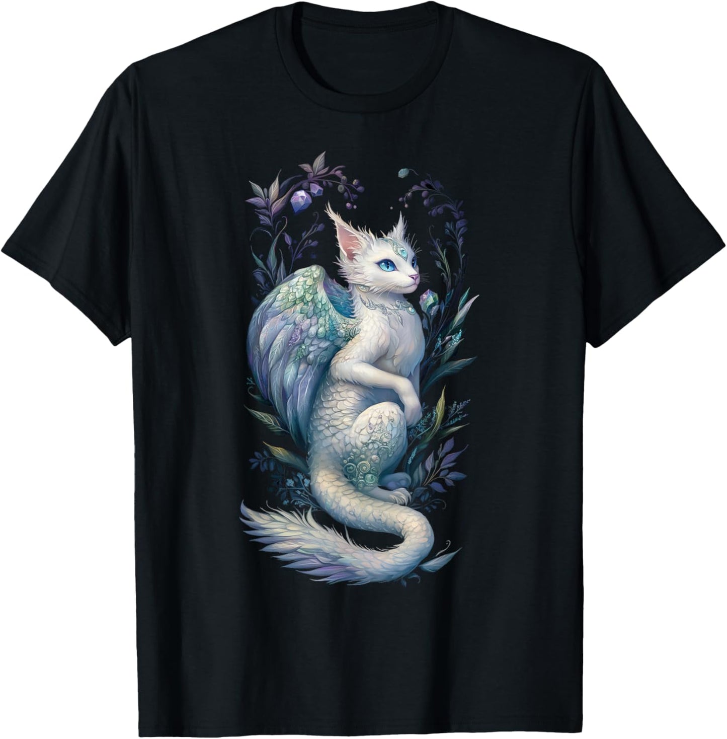 Enchanting Cat Dragon Fairy - Pearl and Gemstone Hues T-Shirt