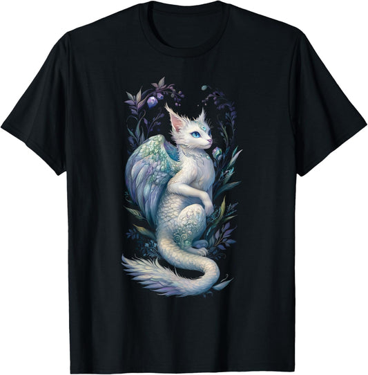 Enchanting Cat Dragon Fairy - Pearl and Gemstone Hues T-Shirt