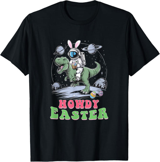 Bunny Astronaut Riding T-Rex T-Shirt