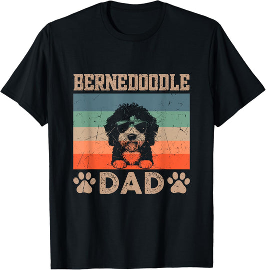 Vintage Bernedoodle Dad Gifts Funny Dog Dad Father's Day T-Shirt