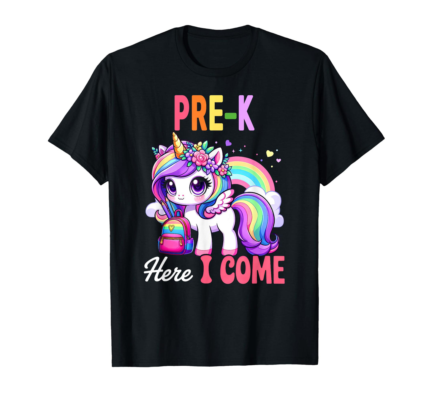 Pre-K Here I Come Unicorn Girls First Day Back To School T-Shirt