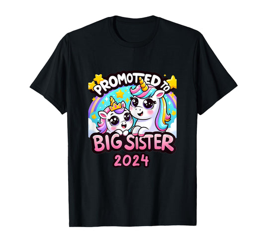Promoted to Big Sister 2024 Unicorn Big Sis For Kids T-Shirt