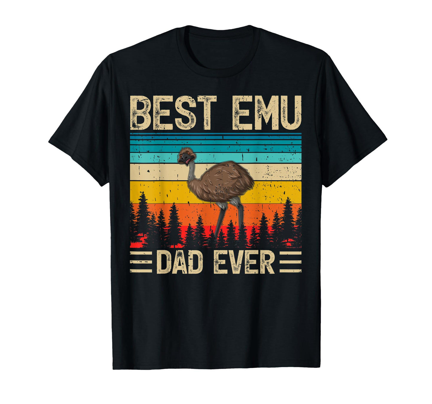 Mens Emu Bird Vintage Funny Best Emu Dad Ever Father's Day T-Shirt