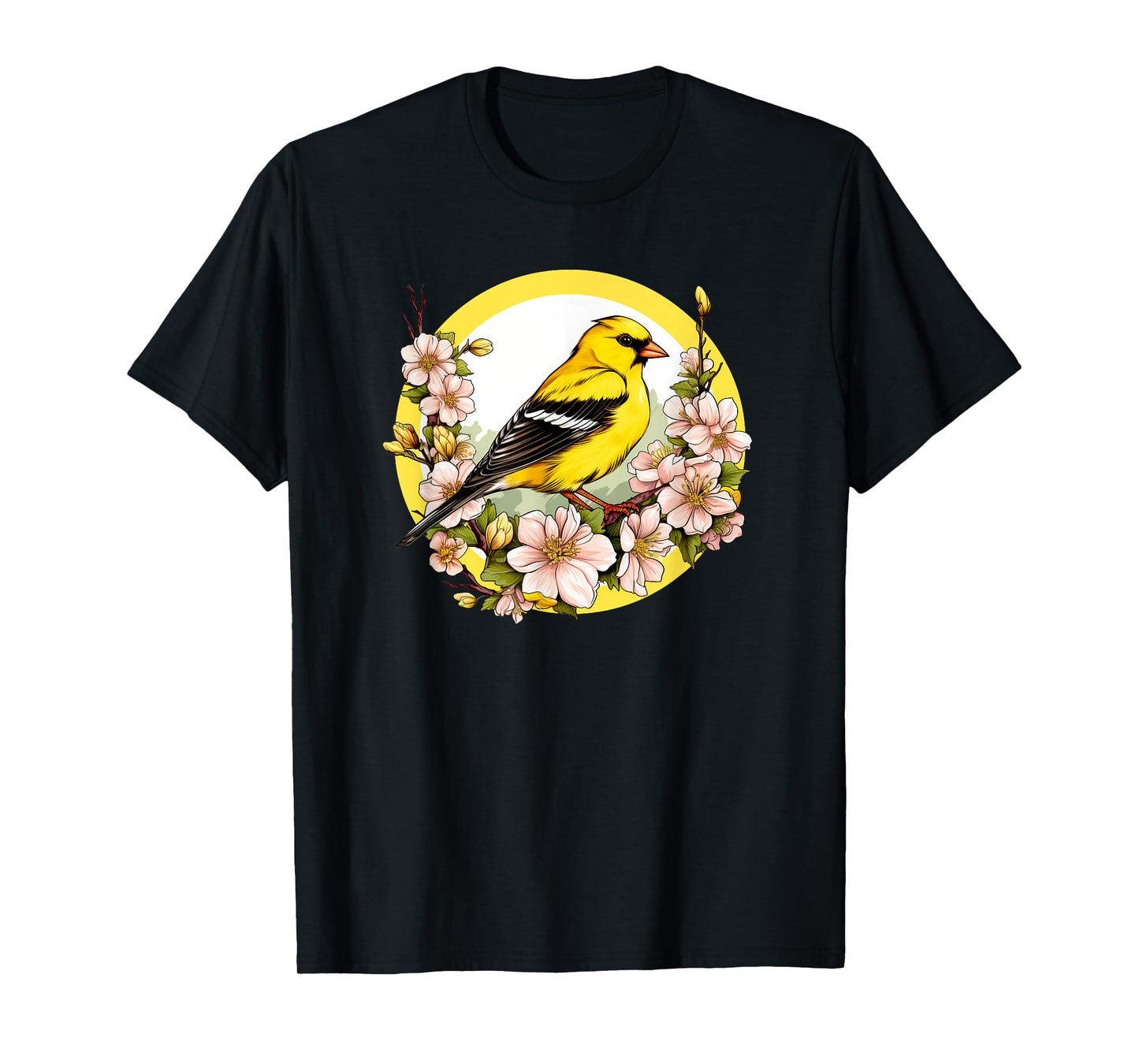 Cute Yellow Goldfinch Floral American GoldFinch T-Shirt
