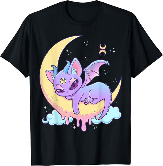 Pastel Goth Witchy Cat Cute Creepy Wiccan Cat Demon Menhera T-Shirt