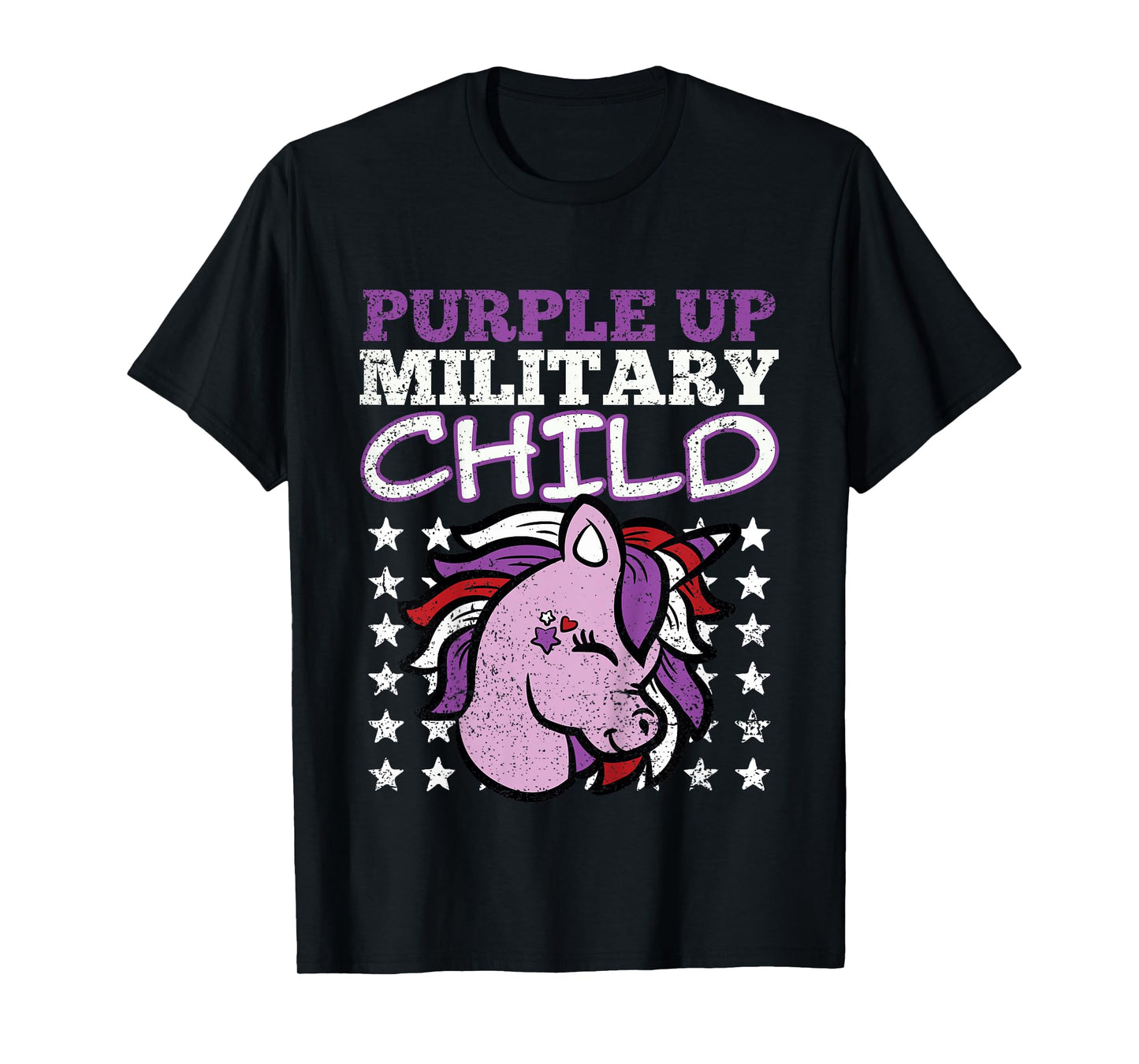 Purple Up Military Child Unicorn Army Soldier Girls Kids T-Shirt