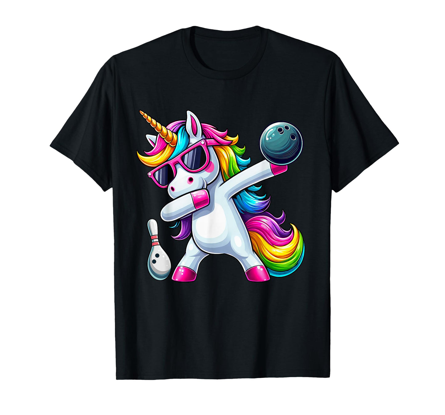 Birthday Girls Funny Dabbing Bowling Unicorn Dab Girls T-Shirt