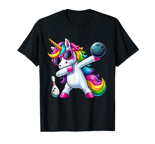 Birthday Girls Funny Dabbing Bowling Unicorn Dab Girls T-Shirt