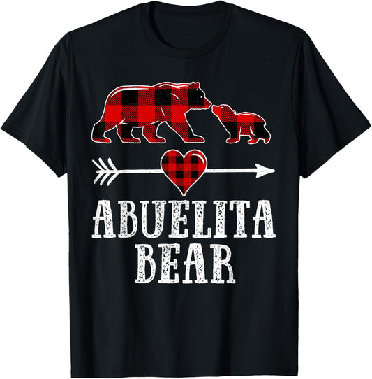 Abuelita Bear Shirt, Christmas Grandma Bear Plaid Pajama T-Shirt