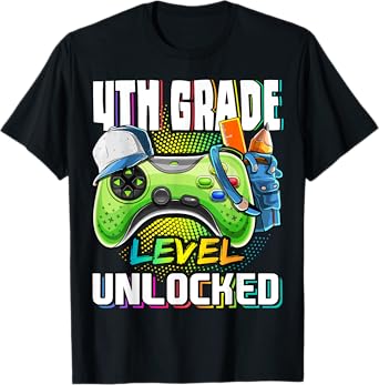 4th Grade Level Unlocked Video Game Back to School Boys T-Shirt