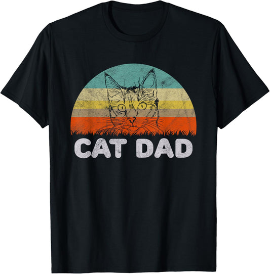 Retro Style Cat Dad T-Shirt Gift For Cat Lover T-Shirt