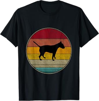 Bull Terrier Dog Silhouette Pet Lovers Vintage Retro T-Shirt