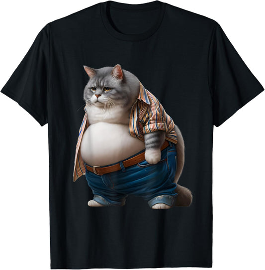 Funny Fat Cat Graphic Fat Kitten Design Chubby Cat Lover T-Shirt