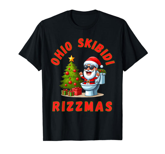Ohio Skibidi Rizzmas Funny Christmas Rizz Gyatt Rizz Santa T-Shirt