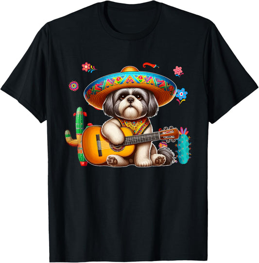 Shih Tzu Sombrero Mexican Guitar Cinco De Mayo Owner T-Shirt