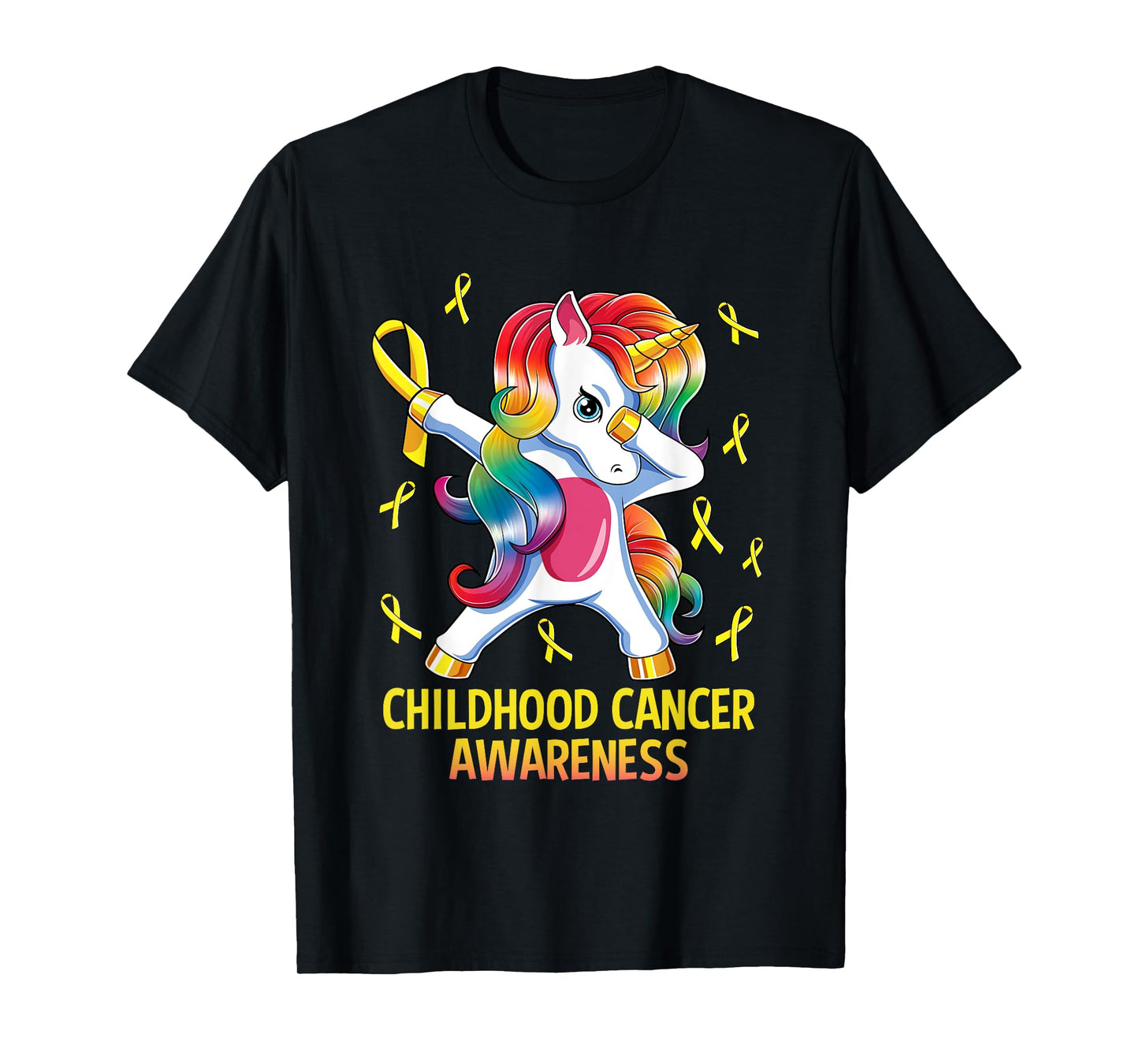 Dabbing Unicorn Childhood Cancer Awareness T-Shirt