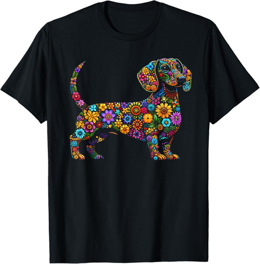 Cute Dachshund Dog Flower Funny Wiener Dog Puppy T-Shirt