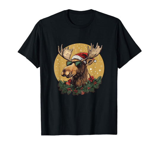 Sunglasses Christmas Moose Bringing the Holiday Vibes T-Shirt