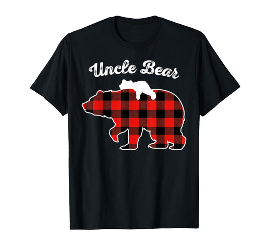 Uncle Bear Flannel Red Plaid Pajama Family Matching XMAS T-Shirt