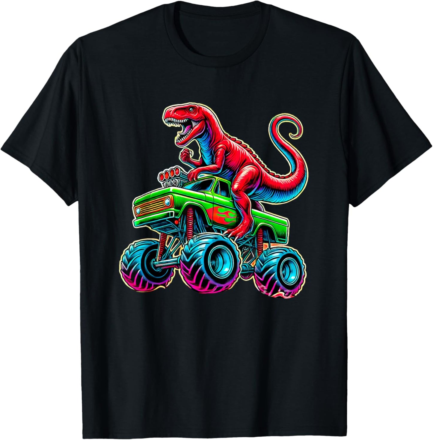 Monster Truck Dinosaur Monster Truck Boy Birthday Party T-Shirt