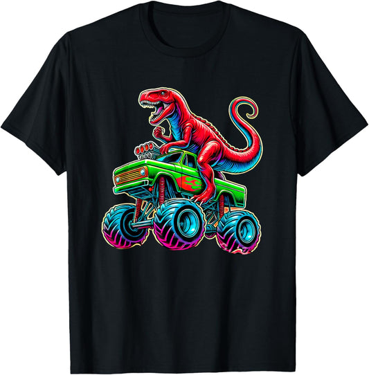 Monster Truck Dinosaur Monster Truck Boy Birthday Party T-Shirt