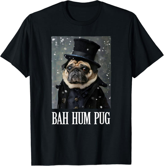 Funny Dog Bah Hum Pug Christmas Pet Holiday Photo Humbug Bug T-Shirt