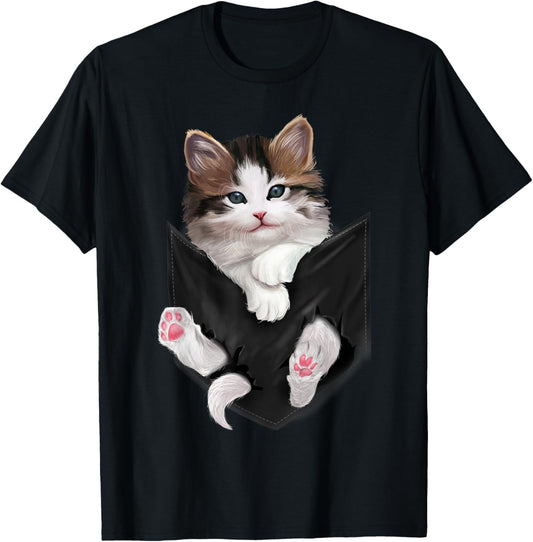 Cute White Kitty in Pocket T-Shirt Cats Tee Shirt Gifts T-Shirt