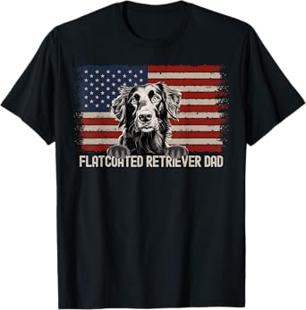Best Dog Dad Ever American Flag - Flatcoated Retriever Dad T-Shirt for Men