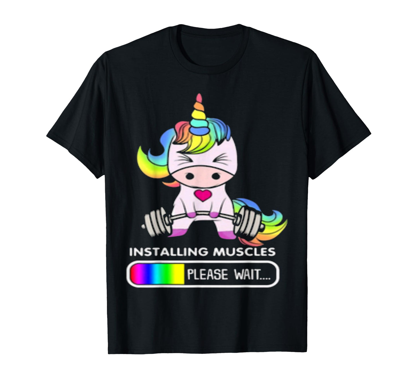 Installing Muscles Please Wait Funny Unicorn T-Shirt