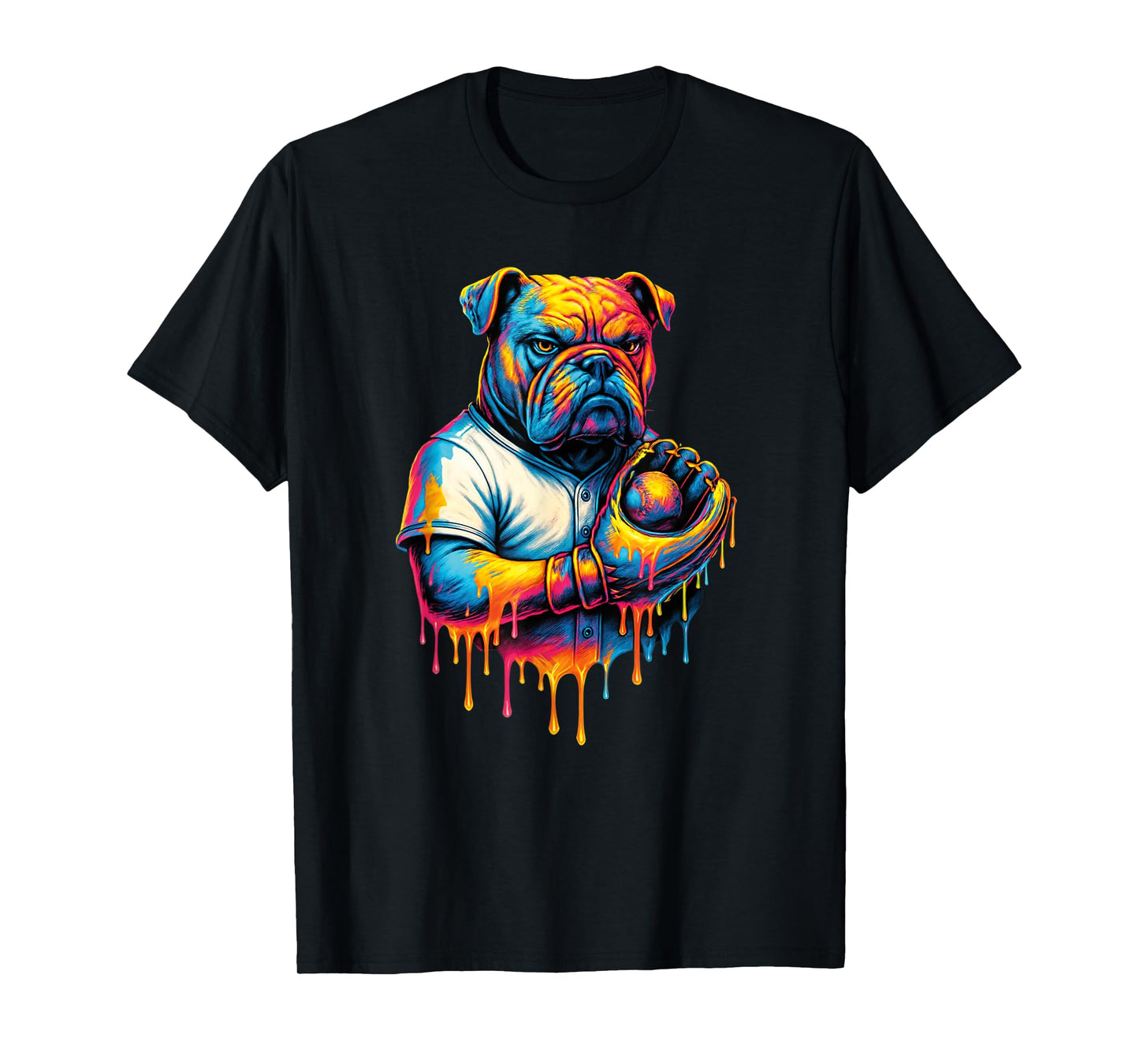 Baseball Drip Boys Girl Cool Ice Cream Drip Bulldog Baseball T-Shirt