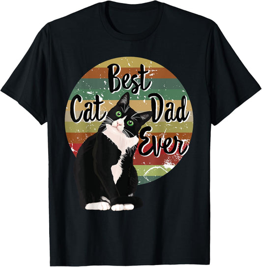 Best Cat Dad Ever Tuxedo Father's Day Gift Funny Retro Shirt T-Shirt