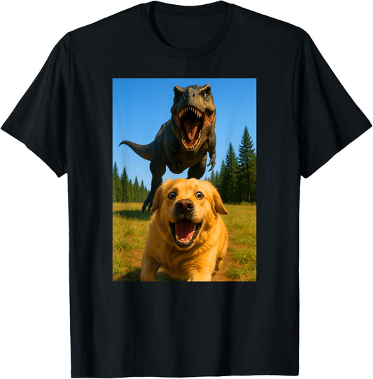 Funny Golden Retriever Dinosaur Trex Selfie Animal Lover T-Shirt
