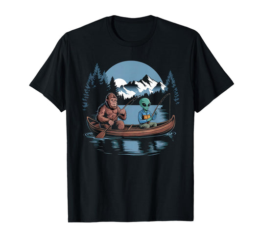 Bigfoot Tshirt Sasquatch Alien Fishing Conspiracy Funny Meme T-Shirt