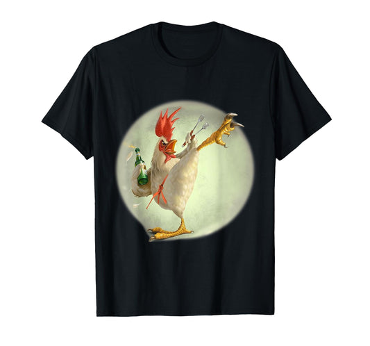 Eagerlys Funny Chicken Kungfu Art Drinking Drunk - Rooster T-Shirt