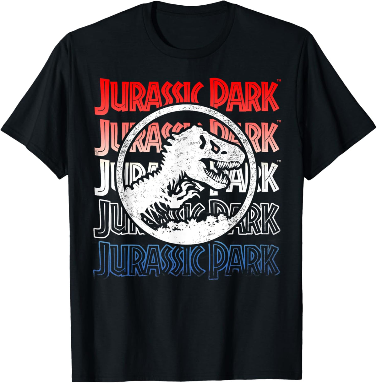 Jurassic Park Red White And Blue Title T-Shirt