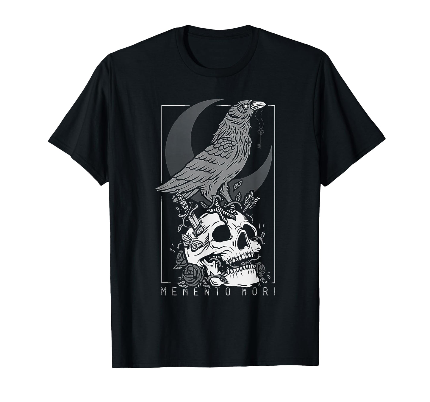 Memento Mori Crow Skull Moon T-Shirt