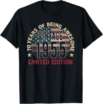 70th Birthday Gift men Vintage born 1955 turning 70 Year Old T-Shirt