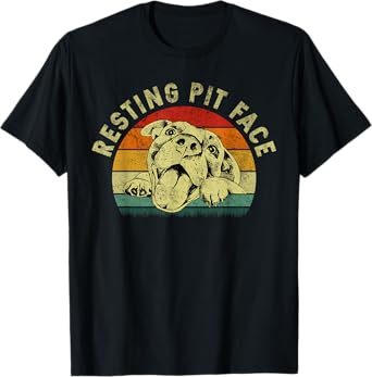 Retro Vintage Resting Pit Face Pitbull Funny Dog Lovers Gift T-Shirt for Men Women